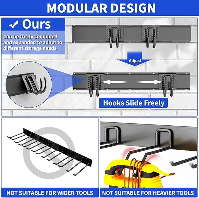 Garage Organization Tool Organizer Wall Mount, 48inch Heavy Duty Garden Tool organizer Storage System, Easy Install With 6 Adjustable Hooks, For Garage, Basement, Shed, Workshop(Black) by GreenHaven Gardens