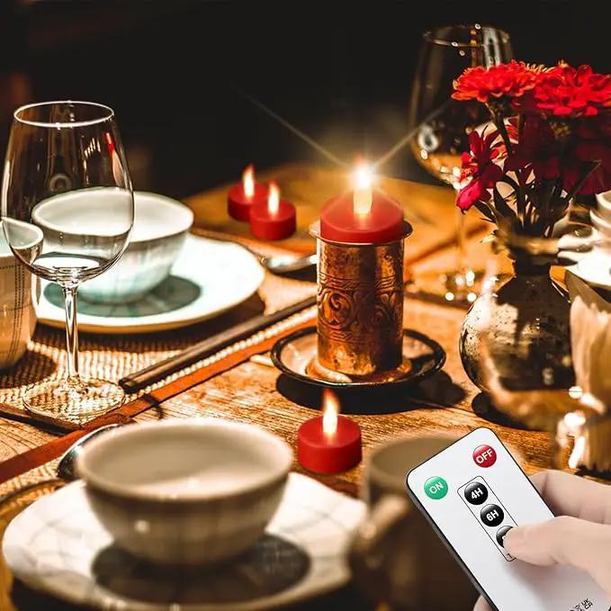 Tea Light Candles with Remote Control,24pack Flickering Flameless LED Candle,Long Lasting 400+Hours,Battery Operated with Timer for Home Decoration Seasonal &Festival Celebration Red by GreenHaven Gardens