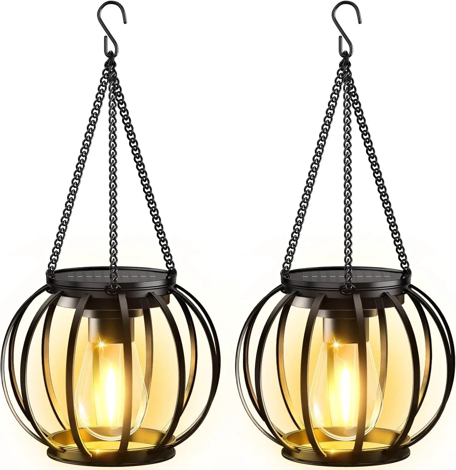 KOOPER Solar Lanterns Outdoor Waterproof, Upgraded Metal Hanging Solar Lights Outdoor Lanterns, Brighter Auto On/Off Outdoor Hanging Lantern for Yard Patio Pathway Porch Garden Decor 2 Pack by GreenHaven Gardens