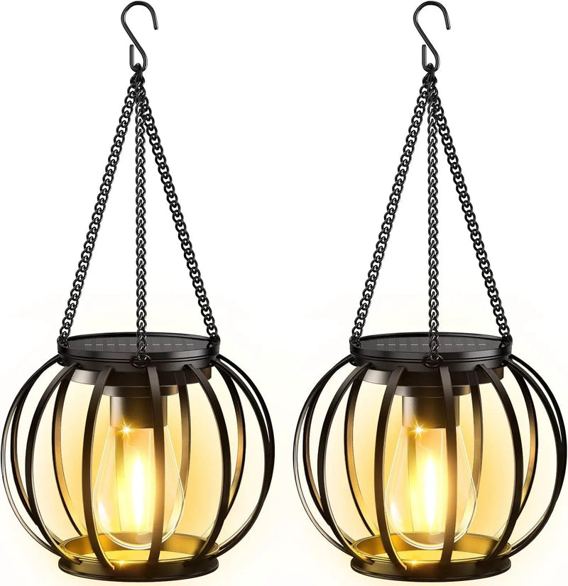 KOOPER Solar Lanterns Outdoor Waterproof, Upgraded Metal Hanging Solar Lights Outdoor Lanterns, Brighter Auto On/Off Outdoor Hanging Lantern for Yard Patio Pathway Porch Garden Decor 2 Pack by GreenHaven Gardens