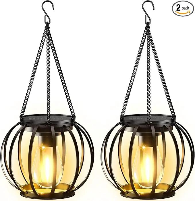 KOOPER Solar Lanterns Outdoor Lights, Upgraded Metal Solar Lantern, Brighter Hanging Solar Lights Outdoor Waterproof, Auto On/Off Solar Light for Yard Garden Patio Pathway Decor 2 Pack by GreenHaven Gardens