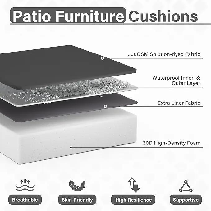 Patio Chair Cushions 19 X 19 X 4 Inch Waterproof Outdoor Seat Cushions for Patio Furniture, Outdoor Sofa Couch Pads with Ties & Handle, Set of 2, Grey by GreenHaven Gardens