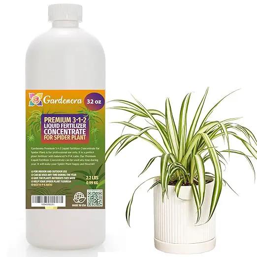 Premium Liquid Spider Plant Fertilizer - 3-1-2 Concentrate for Indoor Plants and Flowers by Gardenera | Organic Plant Food for Spider Plants - 32oz by GreenHaven Gardens