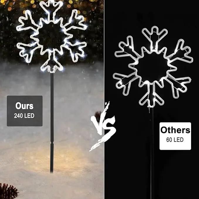 Snowflake Lights Outdoor, 5 Large Snowflake Christmas Pathway Lights Outdoor Christmas Decorations Yard Sidewalk Walkway Driveway Marker Stake, White by GreenHaven Gardens