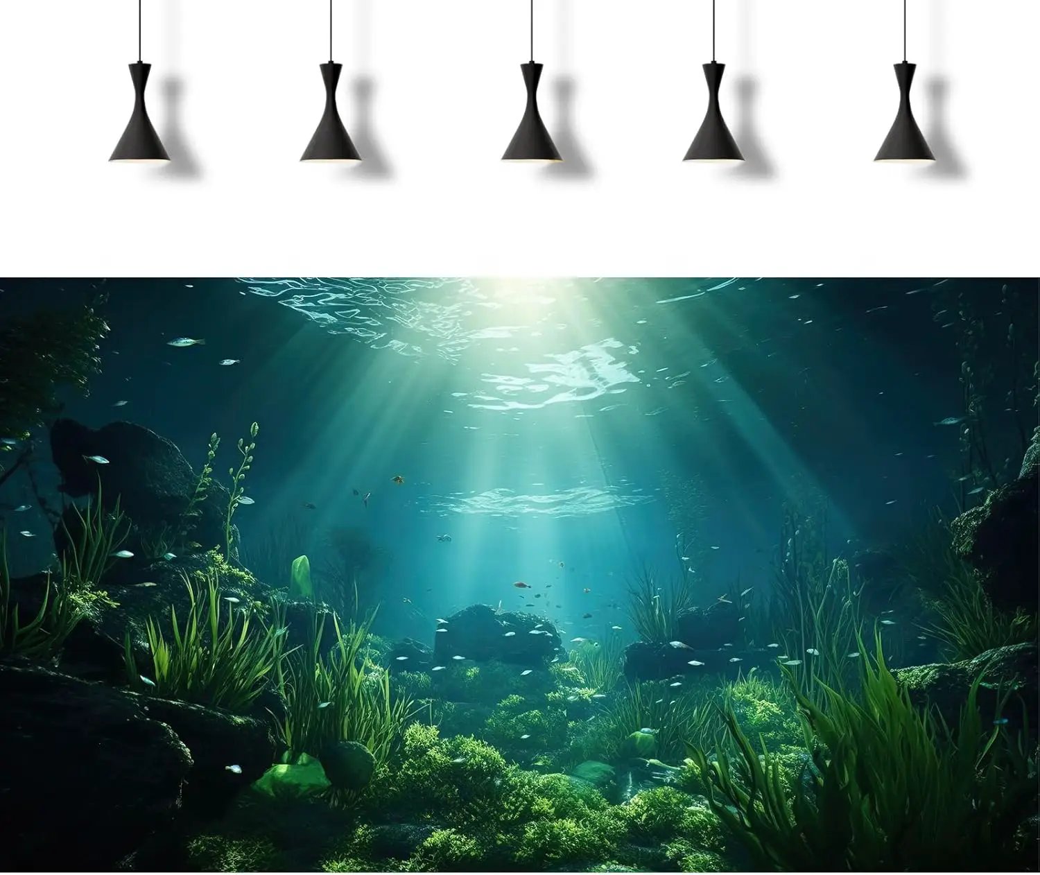 Underwater Fish Tank Background Under The Sea Aquarium Background Ocean Floor Aquatic Plants Fish Tank Backgrounds Deep Sea Sunray Tropical Aquarium Fish Reptile Tank Backgrounds 60x24in by GreenHaven Gardens