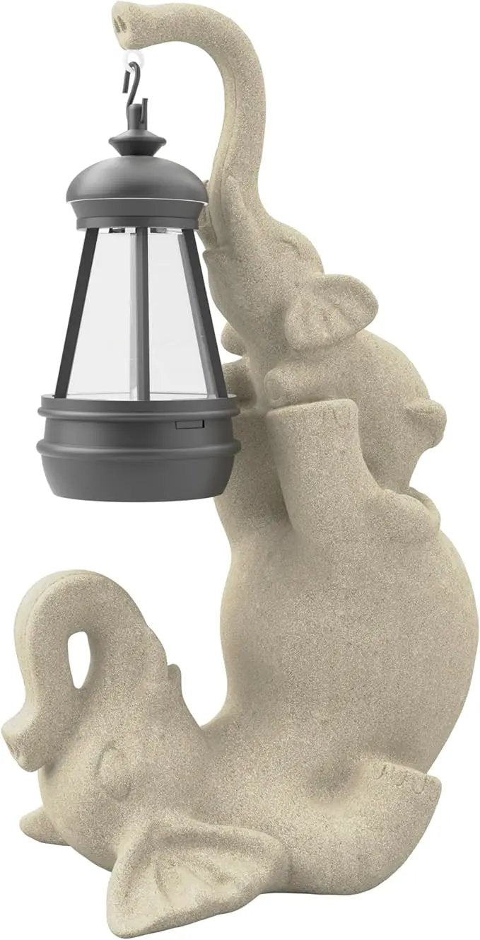 Solar Garden Statue 10 Inch Elephant Decor for Outside Yard Decoration Outdoor Unique Housewarming Gardening Birthday Gifts for Women Grandma by GreenHaven Gardens