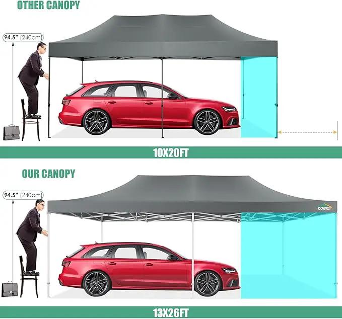 COBIZI 13x26 Pop Up Tent 13x26 Canopy with Sidewalls Heavy Duty Canopy Party Tent for Parties, Outdoor Wedding Large Event Tent Wind Waterproof UPF 50+ Ez Up in Garden Lawn with Roller Bag, Gray by GreenHaven Gardens