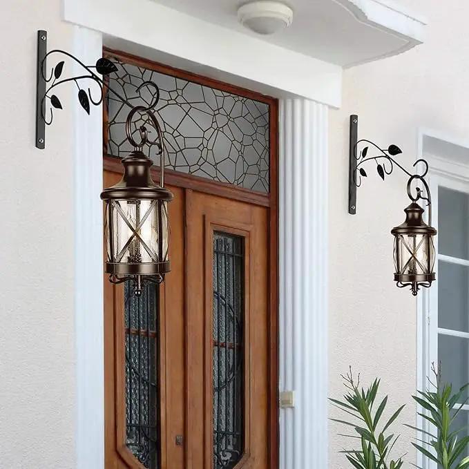 4 Leaves Style Metal Hanging Plant Brackets 12 inches x 9 inches, Pack of 2, Wall Mount Plant Hangers, Planter Hooks for Flower Baskets, Bird Feeders in Corridor/Patio/Porch/Garden by GreenHaven Gardens