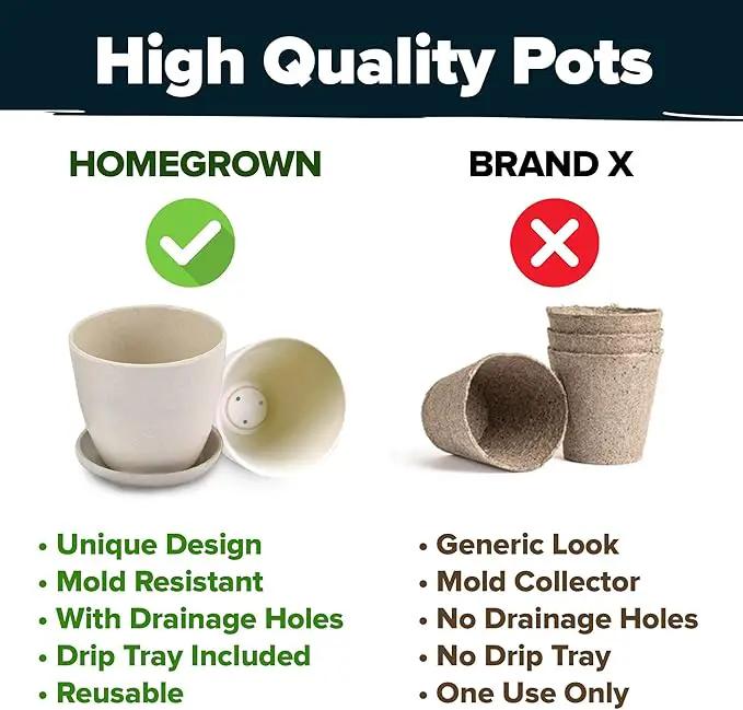HOME GROWN Succulent & Cactus Seed Kit for Planting – [Enthusiasts Favorites] Premium Cactus & Succulent Starter Kit: 4 Planters, Drip Trays, Markers, Seeds Mix, Soil - DIY Gift Kits by GreenHaven Gardens