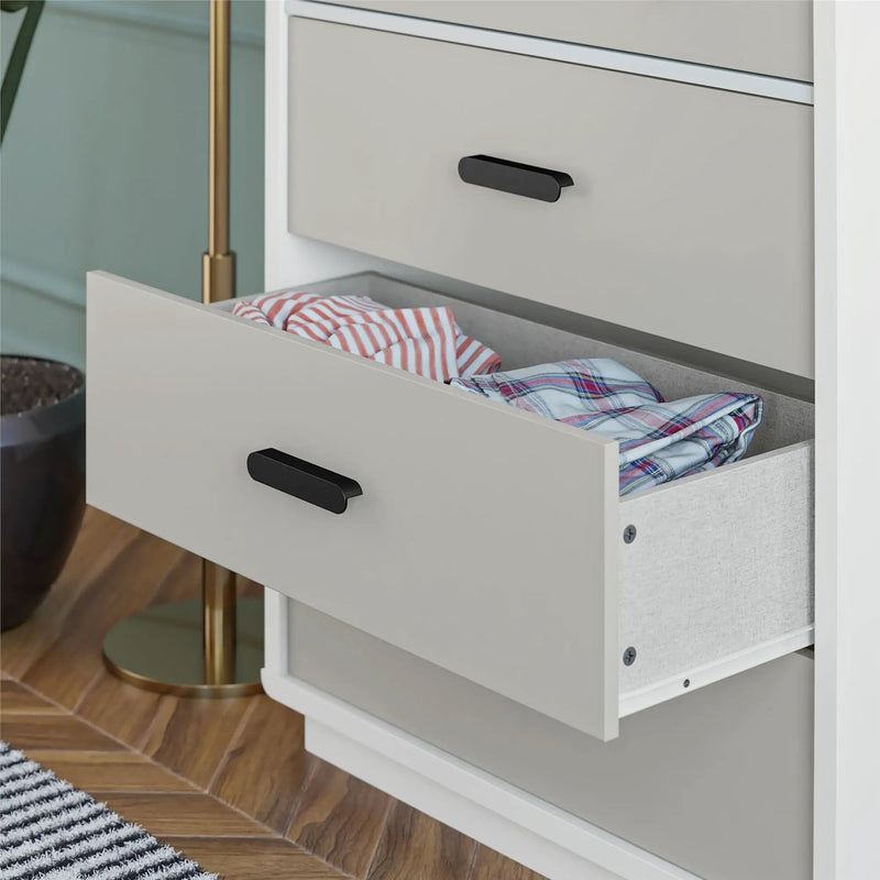 Valencia - 5 Drawer Dresser - White / Gray by HouseOfZazla