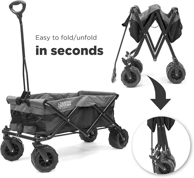 Creative Outdoor Original Folding Wagon All-Terrain Wheels by GreenHaven Gardens