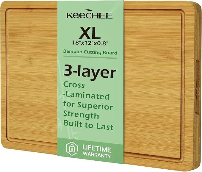 Kitchen Essentials Natural Bamboo Cutting Board XL With Durable, Knife-Friendly Surface & Deep Juice Groove – Perfect For BBQ(Pre Oiled, Natural) by GreenHaven Gardens