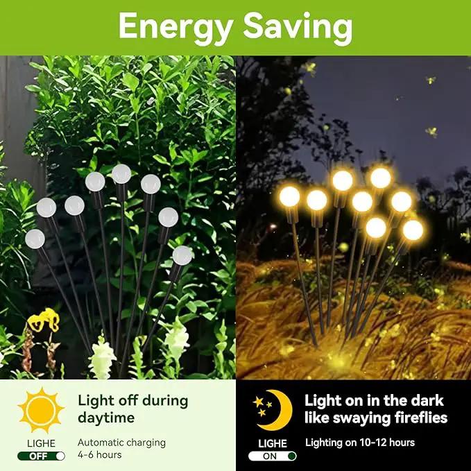 Solar Garden Lights Outdoor Waterproof, 6 Pack 48 LED Decorative Swaying Lights, Solar Firefly Light Outdoor Decor for Garden Gifts for Pathway Party Christmas, Warm White by GreenHaven Gardens
