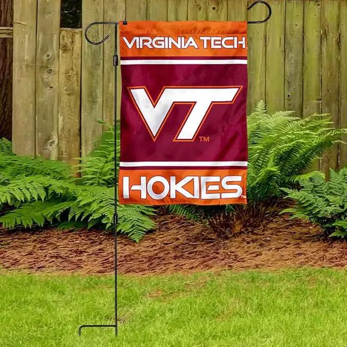 Virginia Tech Hokies Garden Banner Flag with Flag Pole Stand Set by GreenHaven Gardens