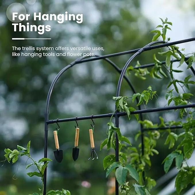 KING BIRD Raised Garden Bed with Arched Trellis Galvanized Planter Garden Box Outdoor for Gardening, Climbing Vegetables, Flowers 5.9x2.95x0.98 Ft 2PCS, Dark Grey by GreenHaven Gardens
