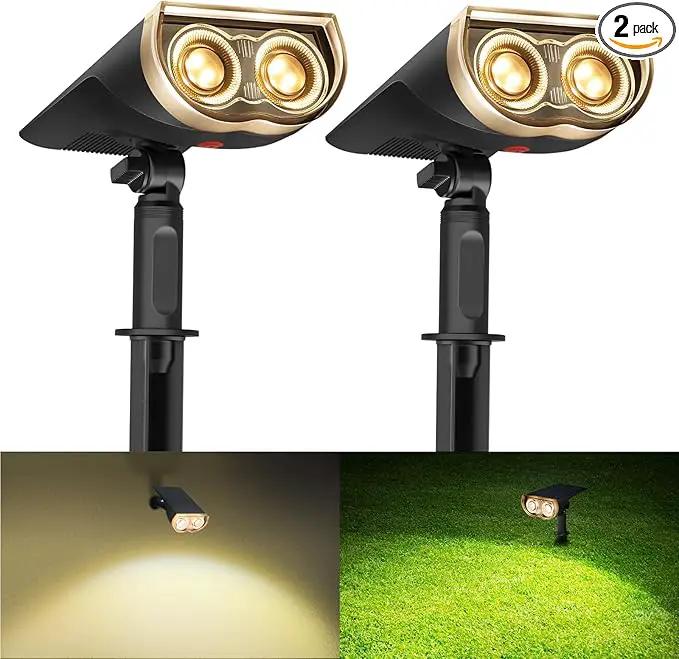 Consciot Solar Spotlights Outdoor, IP67 Waterproof 2-in-1 Solar Spot Lights, Durable Christmas Decorations Lights for Garden Yard Pathway Driveway Porch Walkway, Auto On/Off, 2 Pack(Warm White) by GreenHaven Gardens