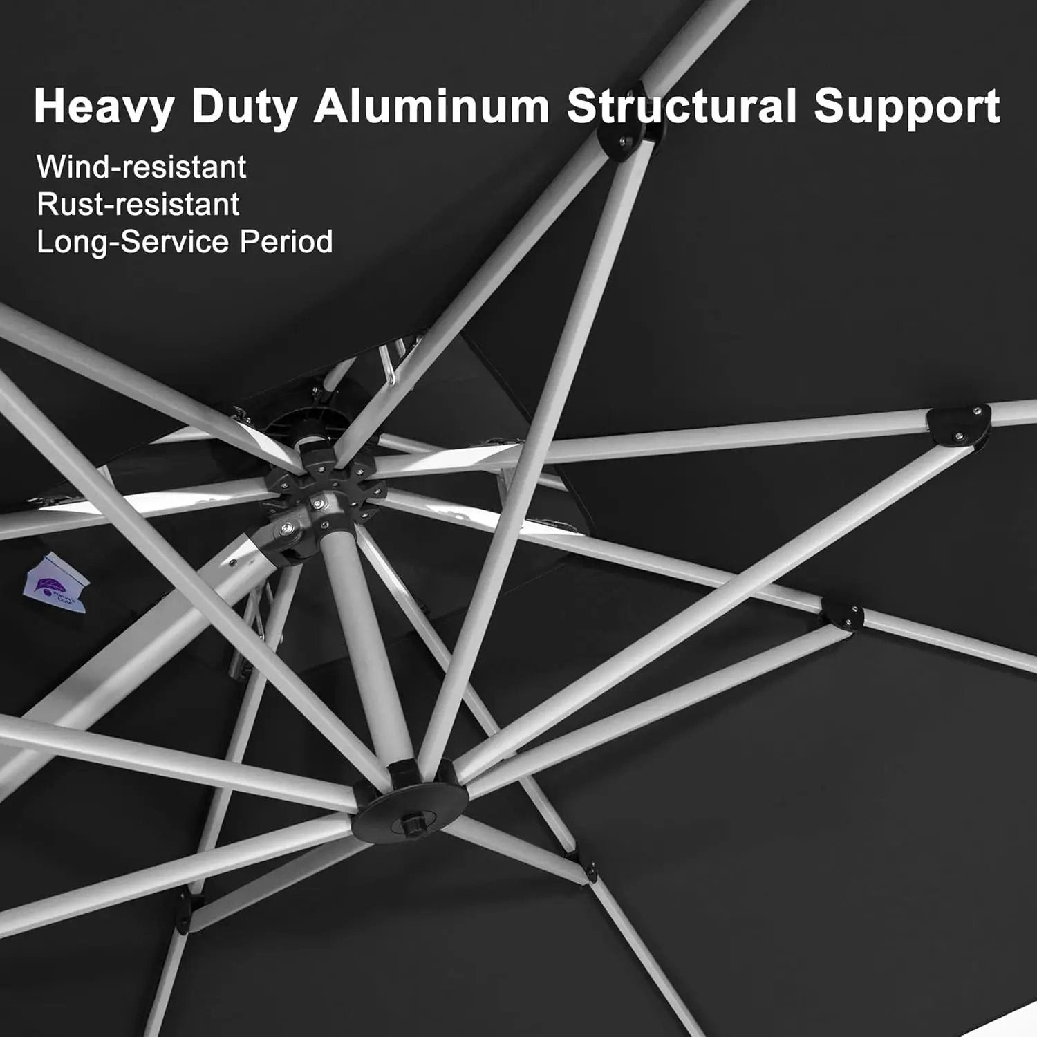 PURPLE LEAF 11 Feet Patio Umbrella Outdoor Round Large Cantilever Umbrella Windproof Offset Heavy Duty Sun Outside for Patio, Black by GreenHaven Gardens