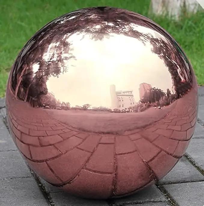 Nerien Gazing Ball, Stainless Steel Garden Mirror Globe, Polished Ornament Sphere, Hollow Floating Reflective Hemisphere, for Home Outdoor Pond Housewarming Swimming Pool Decoration, Rose Gold, 5Pcs by GreenHaven Gardens