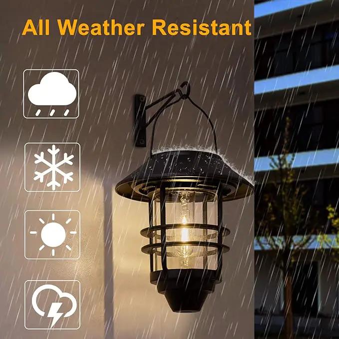 Solar Lantern Outdoor Lights, Hanging Waterproof Lantern Lights with Wall Mount Kit for Garden Porch Fence 2 Pack by GreenHaven Gardens