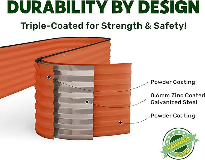 9-in-1 Galvanized Steel Raised Garden Bed // 8×2×1.5 ft Modular Planter for Gardening, Vegetables, Flowers // 18" Tall Metal Raised Garden Beds Outdoor (Orange) // Patented Design Planter Box by GreenHaven Gardens