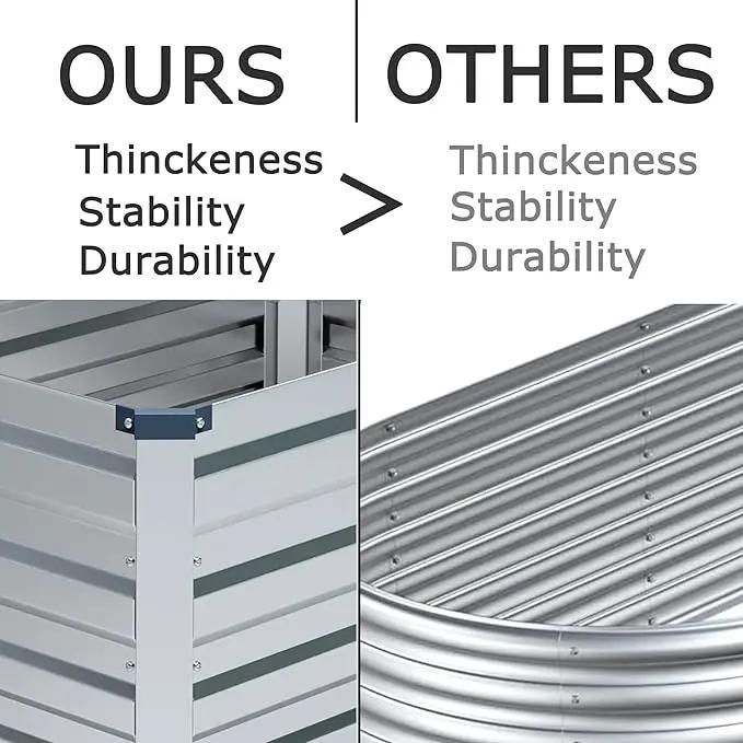 4x3x1ft(2 Pack) Galvanized Raised Garden Bed,Outdoor Planter Box Metal Patio Kit Planting Bed for Vegetables Flowers Herb,Grey by GreenHaven Gardens