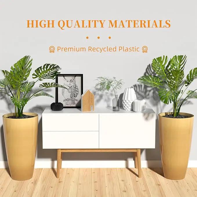 QCQHDU 21 inch Tall Planters for Indoor & Outdoor Plants, 2 Pack Sturdy Plant-Flower-Tree Pots for Front Porch Patio Deck Living Room Decor by GreenHaven Gardens