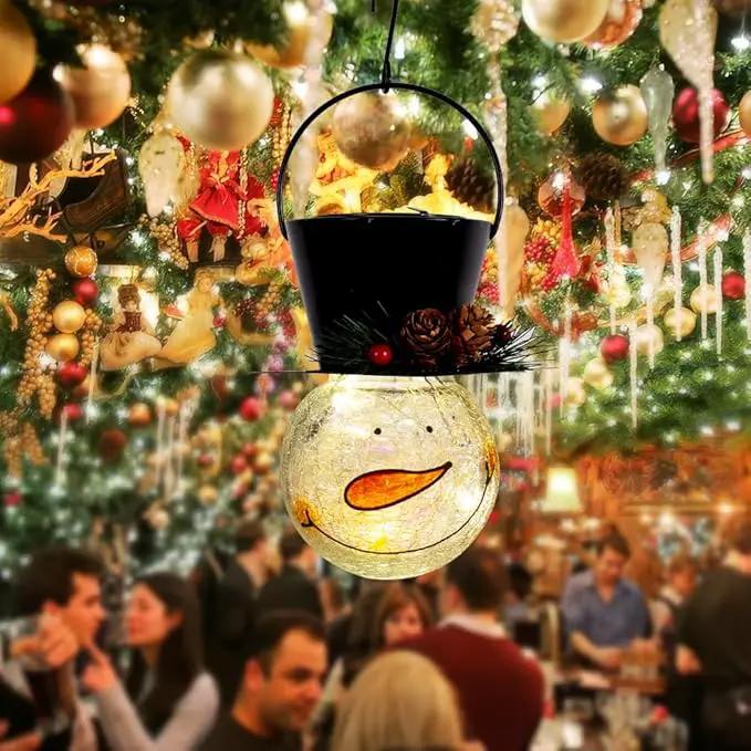Starsoul Snowman Solar Lanterns, Christmas Outdoor Hanging Lantern Waterproof Decorative Snowman Lamps Decor for Garden, Patio, Yard, Porch, Xmas Holiday Party Decor (Pinecone) by GreenHaven Gardens