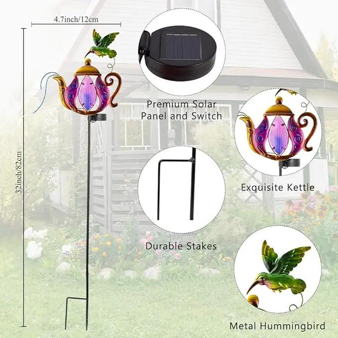 2 Pack Garden Lights, Solar Outdoor Lights with Metal Stake, Waterproof Landscape Lighting Solar Powered Yard Art for Pathway, Lawn, Porch - Purple by GreenHaven Gardens