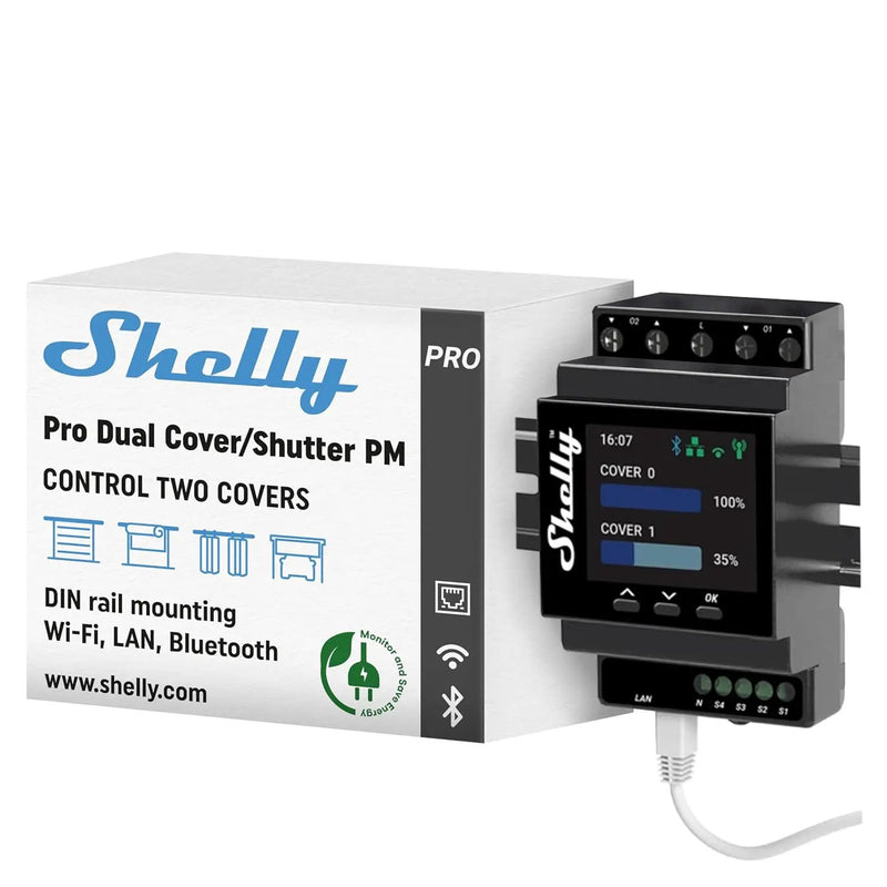 Shelly Pro Dual Cover/Shutter PM | LAN and Wi-Fi Connection, Professional DIN Rail Smart Dual Cover/Shutter Controller with 2 Covers 16 A Each | Home Automation | Precise Power Metering by GreenHaven Gardens