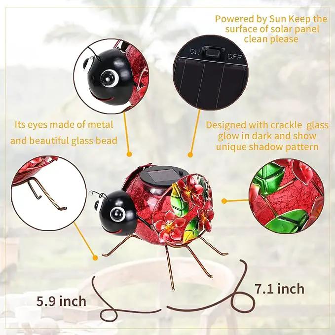 MUMTOP Solar Lantern, Waterproof LED Solar Lights Outdoor Ladybug Decorative Tabletop Lanterns for Patio Garden Table Decor by GreenHaven Gardens