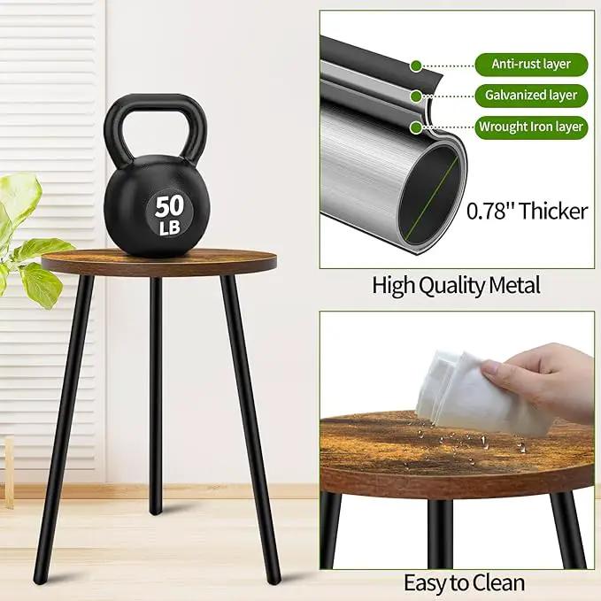 Plant Stand Indoor, Modern Plant Stands for Indoor Plants, Single Flower Stand with Round Wooden Board for Living Room, Balcony, Deck by GreenHaven Gardens