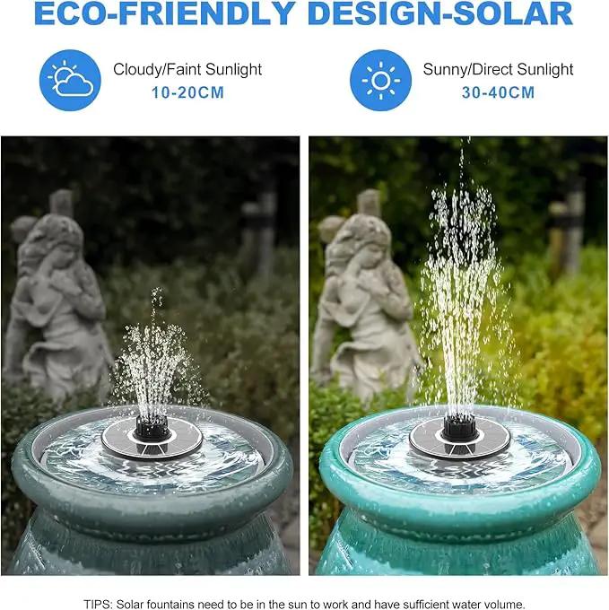 Solar Fountain Pump, Upgrade 1.8W Solar Fountain for Bird Bath with 6 Spray Patterns, Floating Solar Powered Water Fountain Pump for Bird Bath, Garden, Pond, Pool, Outdoor by GreenHaven Gardens