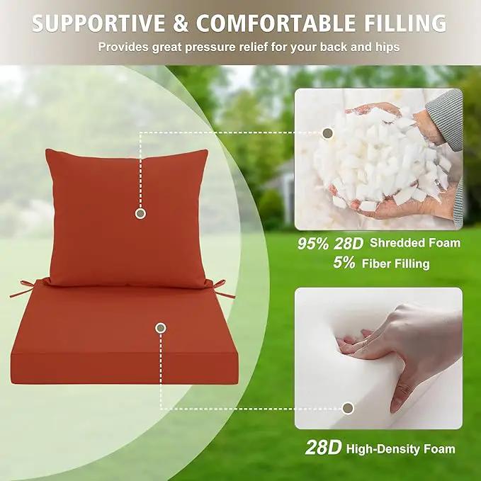 24x24 Inch Outdoor Cushions for Patio Furniture Set of 2, Waterproof Outdoor Chair Cushions w/Fade-Resistant, Removable & Machine-Washable Covers, Deep Seat Sofa/Couch Pad Replacement, Rust by GreenHaven Gardens