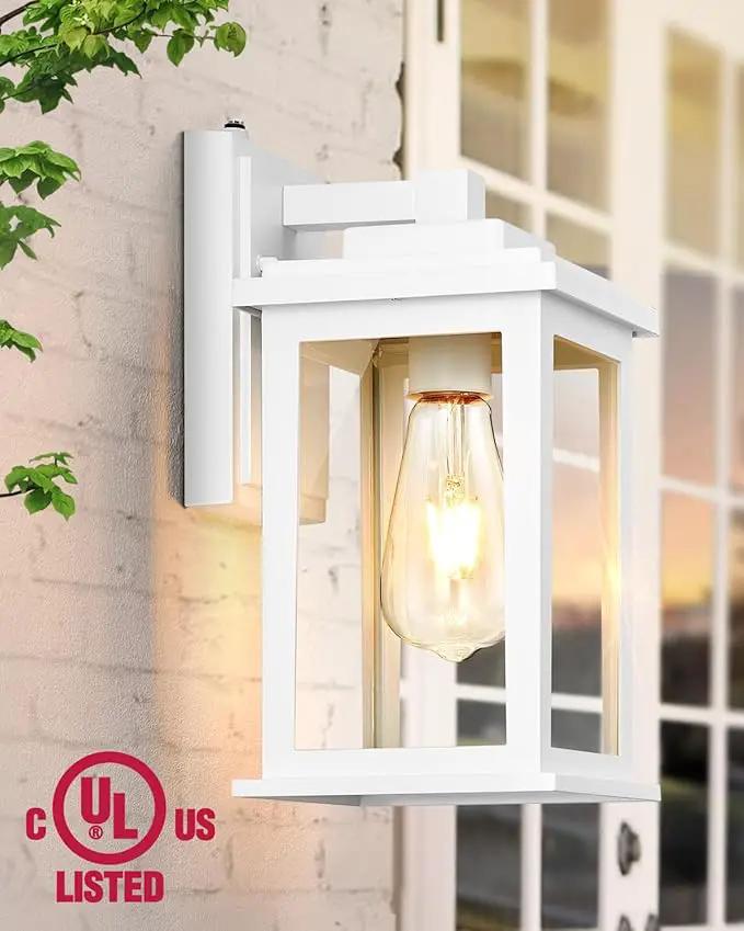VIANIS White Outdoor Wall Lights, 2 Pack Dusk to Dawn Exterior Lighting Fixtures, Modern Outside Lights for hHouse,Porch, Garage, Doorway Waterproof, Weather Resistant,Hardwired, Non-Solar by GreenHaven Gardens