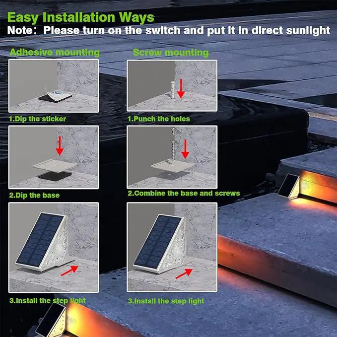 Motion Sensor Solar Step Lights Outdoor Waterproof, 8 Led Solar Stair Lights for Outside, Motion Detector Lights Solar Power for Pathway/Deck/Walkway/Drivway/Lawn/Garden(4PC) by GreenHaven Gardens
