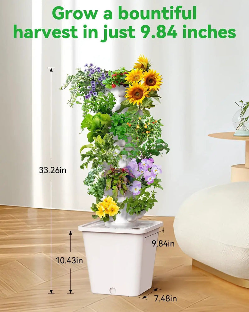 Vertical Hydroponics Growing System Kit, Indoor Outdoor Gardening System Kits, Herb & Fruits Growing Tower, 6 Layer 30 Pods by GreenHaven Gardens