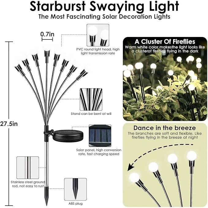 2025 Solar Lights Outdoor Waterproof, 10 Pack Solar Garden Lights, Solar Firefly Lights Outdoor Waterproof, Solar Twinkle Swaying Fairy Light for Yard Patio Pathway Garden Decoration (Cold White) by GreenHaven Gardens