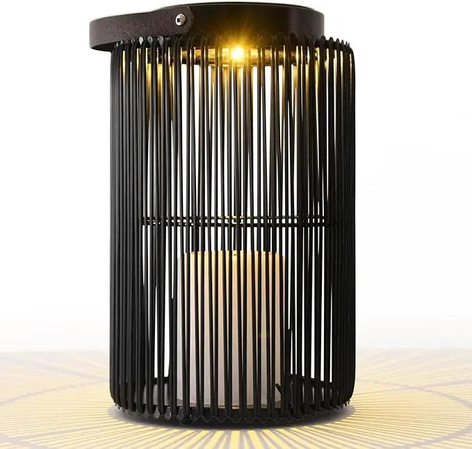 Solar Lanterns for Outdoor Waterproof, ZBLUXBZ Outdoor Table Lamp for Outside Hanging Solar Lights, LED Garden Cordless Lights Perfect for Patio and Pathway Lighting (11-inch Height, Black) by GreenHaven Gardens