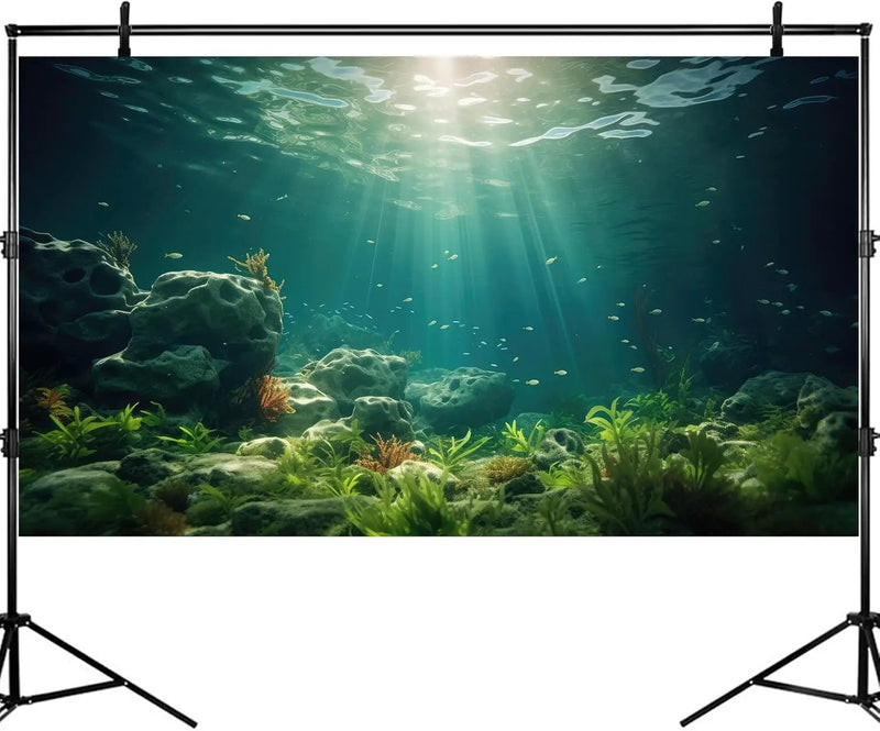 Under The Sea Aquarium Background Deep Sea Aquatic Plants Fish Tank Background Underwater Rock Sunray Terrarium Backgrounds Tropical Fish Deep Ocean Floor Fish Tank Backgrounds 30x12in by GreenHaven Gardens