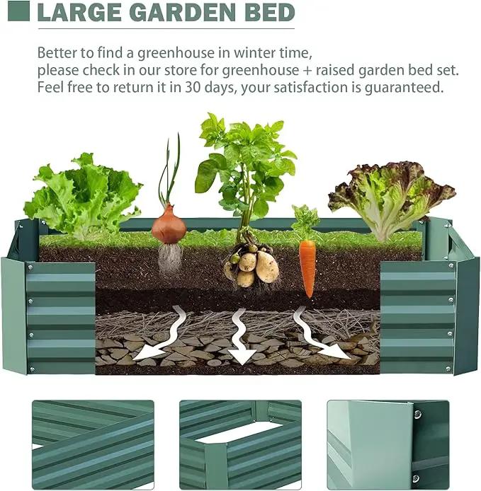 Aoodor 4 x 3 x 3 ft Raised Metal Garden Bed, Mini Greenhouse Kit with 2 Roll-up Zipper Doors for Vegetables, Herbs, and Flowers by GreenHaven Gardens