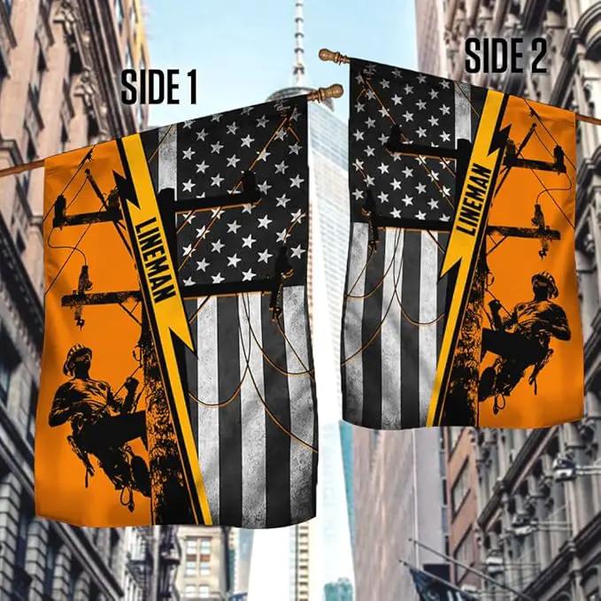 American Flag-American Lineman Flag ANL265F, Garden Flag (11.5" x 17.5")-USA Flags Premium Polyester-Decorative Indoor Outdoor Flag by GreenHaven Gardens