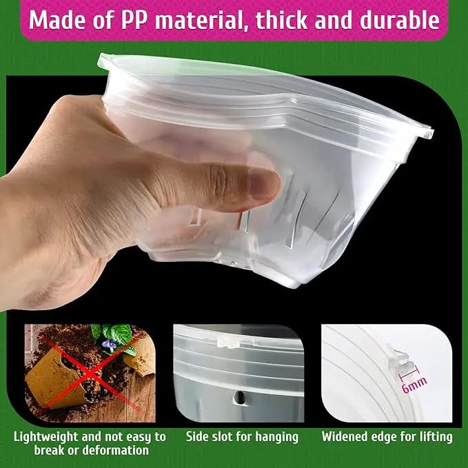 Orchid Pot, 9 Pack Orchid Pots with Holes, 3 Each of 4.8, 5.7 and 6.4 Inch Clear Flower Planter for Repotting, Plastic Slotted Nursery Planters Indoor Outdoor by GreenHaven Gardens