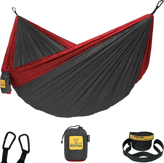 Wise Owl Outfitters Camping Hammock – 500lbs Portable Hammock with Tree Straps - Travel, Backpacking, Hiking, Outdoors Camping Gear - Single or Double by GreenHaven Gardens