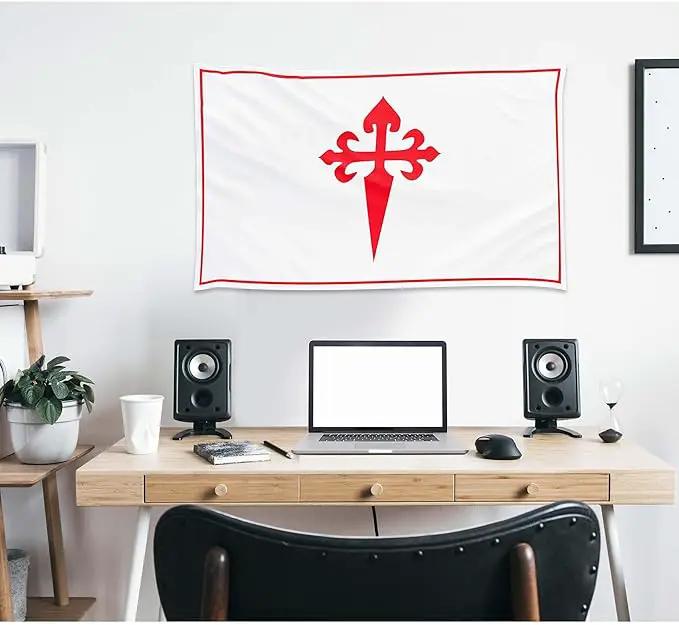 Apedes BANDERA DE LA ORDEN DE SANTIAGO Ordre de Santiago Militaire De Saint Jacques De L'Epee 3x5 feet Flag Banner Vivid Color Double Stitched Brass Grommets by GreenHaven Gardens