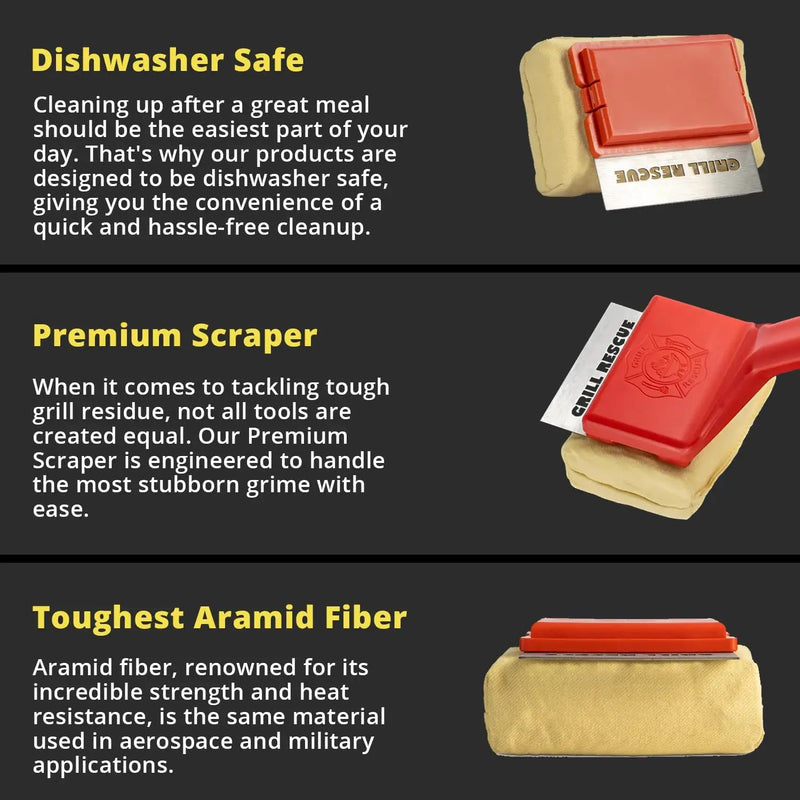 Grill Rescue BBQ Replaceable Cleaning Head, Bristle Free - Durable and Unique Grill Tools for Cast Iron or Stainless-Steel Grates, Barbecue Cleaner by GreenHaven Gardens
