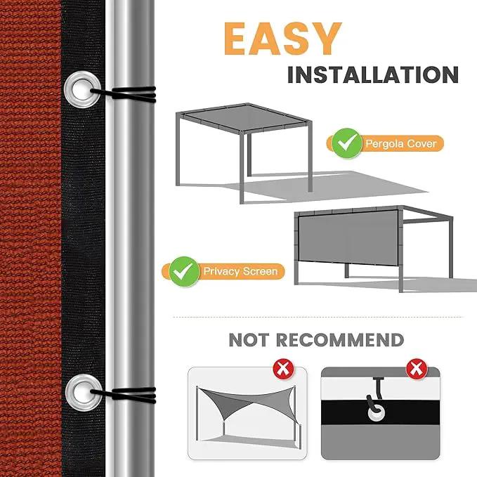 VICLLAX Shade Fabric Sun Shade Cloth with Every 2 FT Grommets for Patio Garden Pergola Cover Canopy 12x20 FT, Rust Red by GreenHaven Gardens
