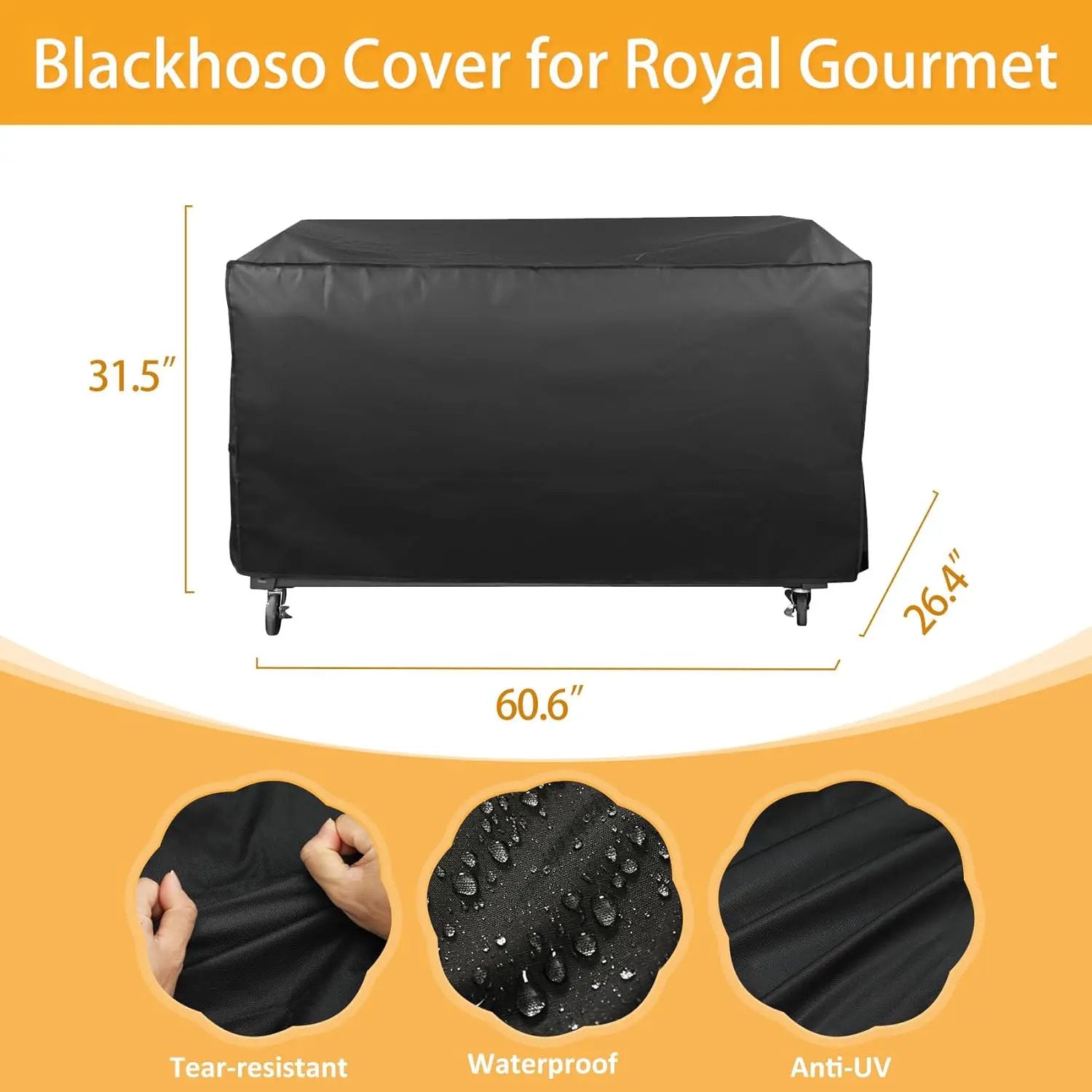 Grill Cover for Royal Gourmet Grill GD401 GD402 GB8000 GB8003 GB4001, 60 inch CR6008 Heavy Duty Waterproof UV Resistant Cover, Outdoor Barbeque Grill Accessories by GreenHaven Gardens