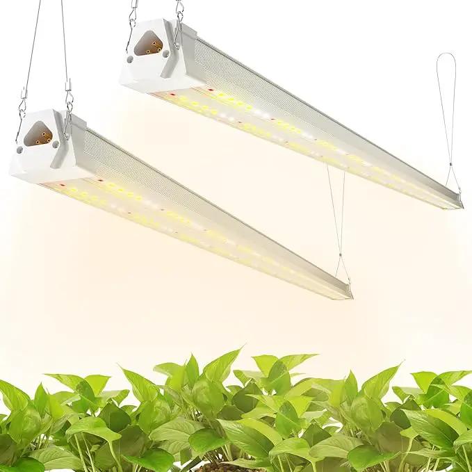 FREELICHT 2 Pack 4FT LED Grow Light, 40W (250W Equivalent), Full Spectrum Sunlight Growing Lamp Fixture, Linkable Hanging Plant Light for Hydroponic Indoor Plants Seeding, Plug-in with On/Off Switch by GreenHaven Gardens