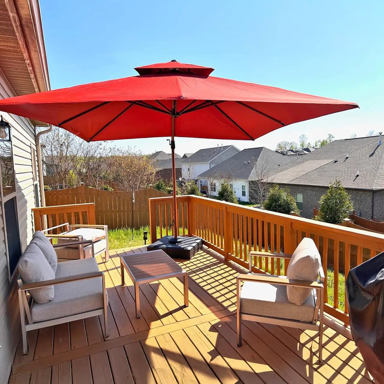 PURPLE LEAF 10ft Patio Umbrella Outdoor Square Umbrellas Large Cantilever Umbrella Windproof Offset Umbrellas Heavy Duty Sun Umbrella for Garden Deck Pool Patio, Brick Red by GreenHaven Gardens