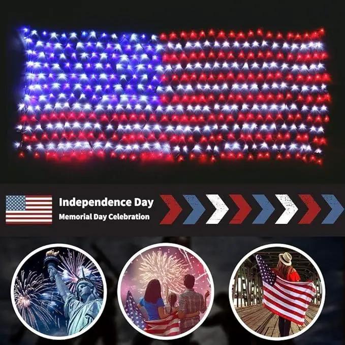 DBFAIRY Solar American Flag Lights Outdoor,420 LEDs American Flag Net Lights 6.5ft x 3.28ft Super Bright,Memorial Day Decorations of The United States for Independence/National/Memorial Day,July 4th by GreenHaven Gardens